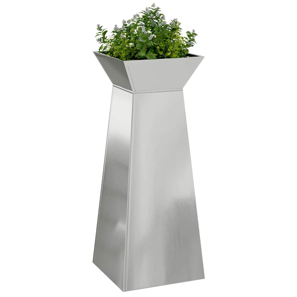 Column Planter 2 pcs Silver 40 x 40 x 100 cm