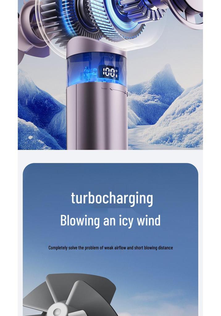 High-Speed Portable USB Handheld Fan with Carabiner and Cold Compress Feature