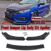 Комплект переднего сплиттера и угловых накладок для Honda Civic 10-го поколения 2016-2018