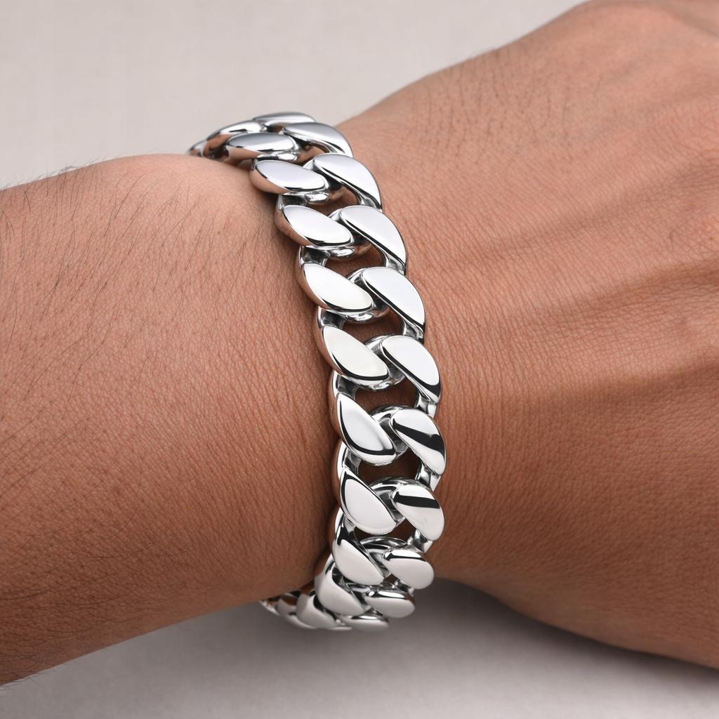 FULL Silver Men' Bracelet 925 SILVER Bracelet 13mm DIAMOND SET