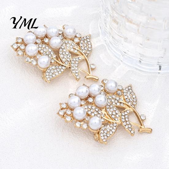 Clothing Accessories Flower Branch Brooch with Faux Pearls Rhinestones, Decorative Lapel Pin Daily Wear for Wedding Party, Dainty Jewelry Accessory