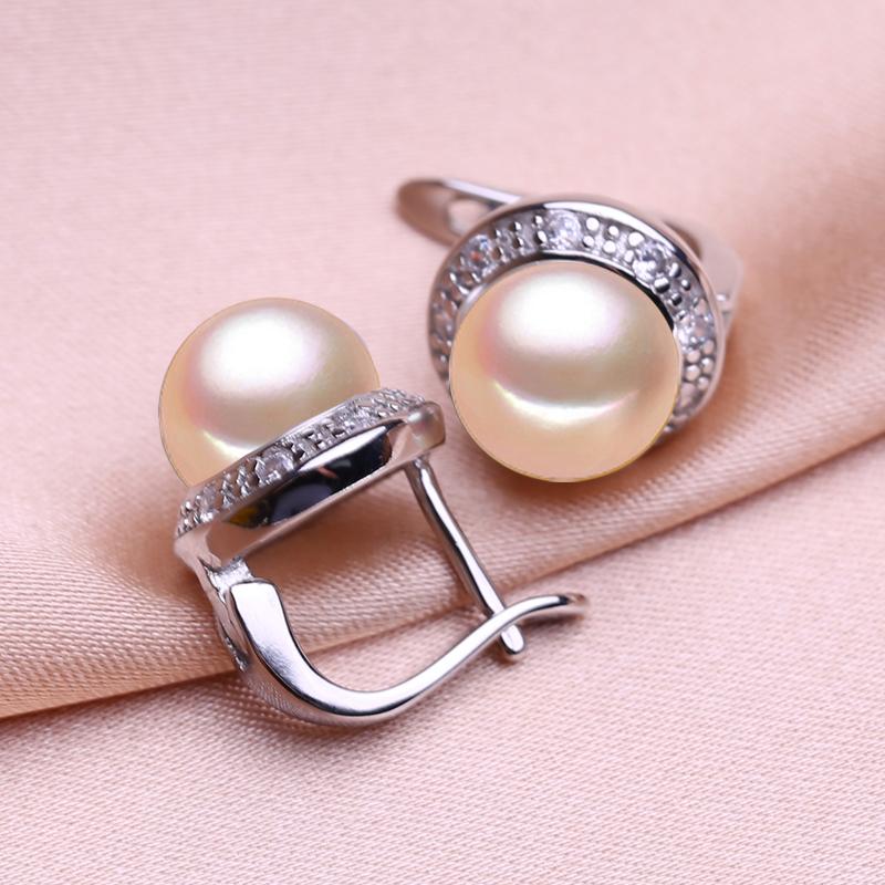 seniko 8-9mm Natural Freshwater Pearl Earrings Fashion Cubic Zirconia Clip Earrings For Women Girl Gift