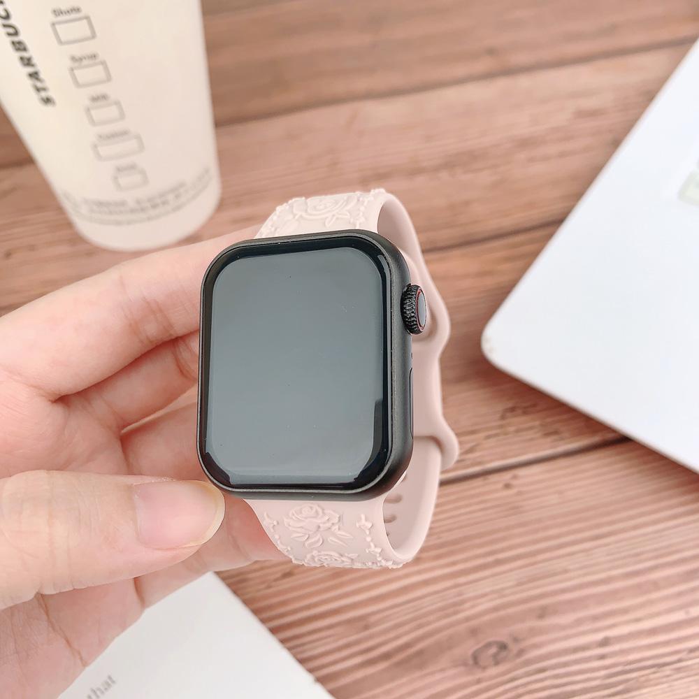 Ремешок с гравировкой для Apple, ремешок для часов 45 мм, 44 мм, 42 мм, 49 мм, 40 мм, 41 мм, силиконовый браслет Correa iWatch Series 8, 9, 7, 6, 5, 4, 3 Ultra SE