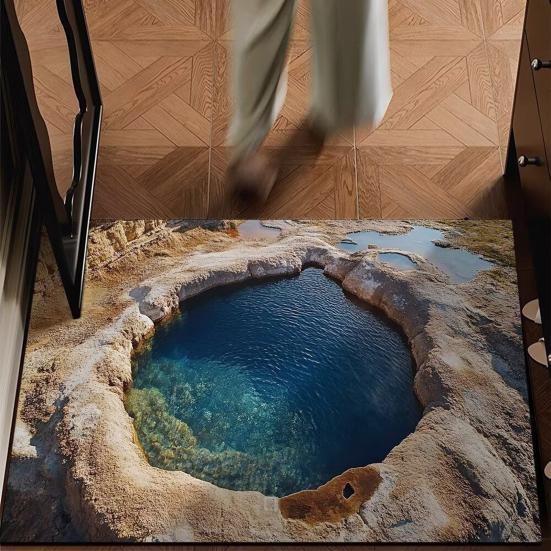 3D Ковер с оптической иллюзией, Абсорбирующий, Нескользящий коврик для ванной, Бесконечная яма, Коврик для ванной комнаты, Напольный коврик для душа, Ванны, Дверного проема, Кухни