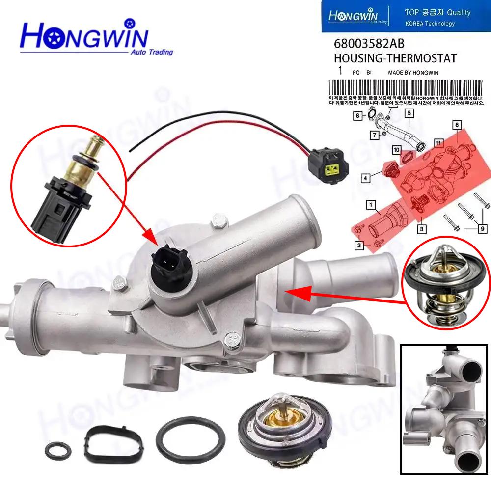 Алюминиевый корпус термостата и провод 68003582AB для Chrysler 200 Sebring Dodge Avenger Caliber Journey Jeep Compass 55111017AC