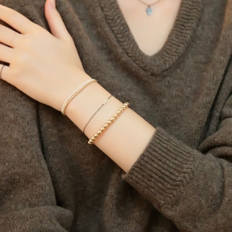 BONBEAU 6mm silverball Layered Bracelet Layered bold silverball bracelet 6mm