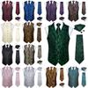 Men's Formal Tuxedo Vest Necktie Set Silk Pink Wedding Suit Vest Waistcoat 3X