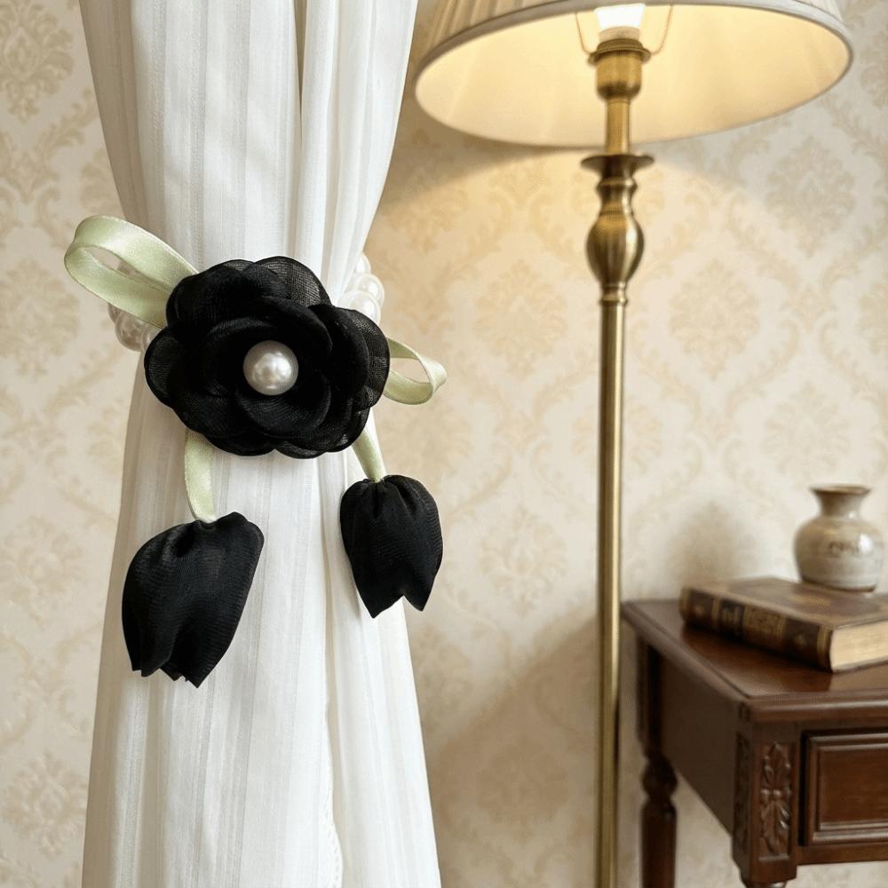 Beautifully Flowers Curtain Straps Magnetic Sheer Curtains Tiebacks Pearl Curtain Buckle Bedroom