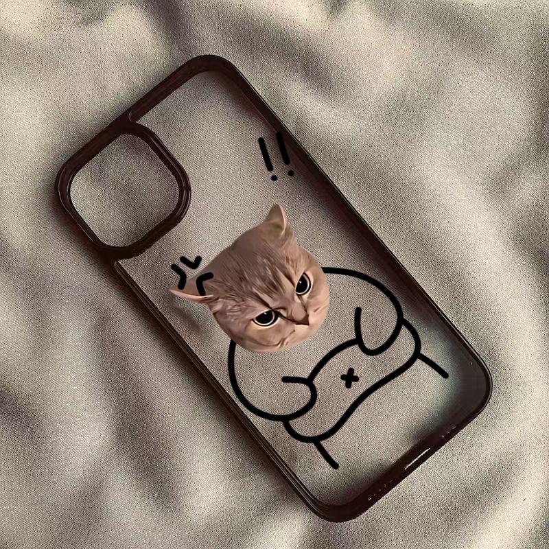 Забавный Кот Уникальный Ударопрочный Чехол для Телефона для Серии iPhone 17 16 15 14 13 12 11 Pro Max Plus Двухслойная Защита