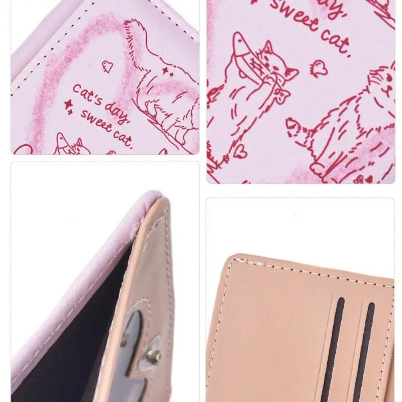 New Women Wallets Female Leather Purses Card Holders Graffiti Cat Portable Coin Purse Large Capacity Money Bag
