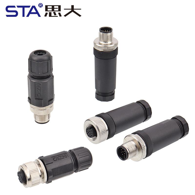M12 Connector IP67 Waterproof Aviation Plug Plastic Field Wireable Solder Termination PG7 PG9 Screw 2 3 4 5 6 8 12 17 Pins