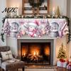 Church Holiday Decor Christmas Fireplace Mantel Scarf, Decorative Runner Cover, Snowman Santa Claus Snowy Sideboard Village Scene Covering Guard