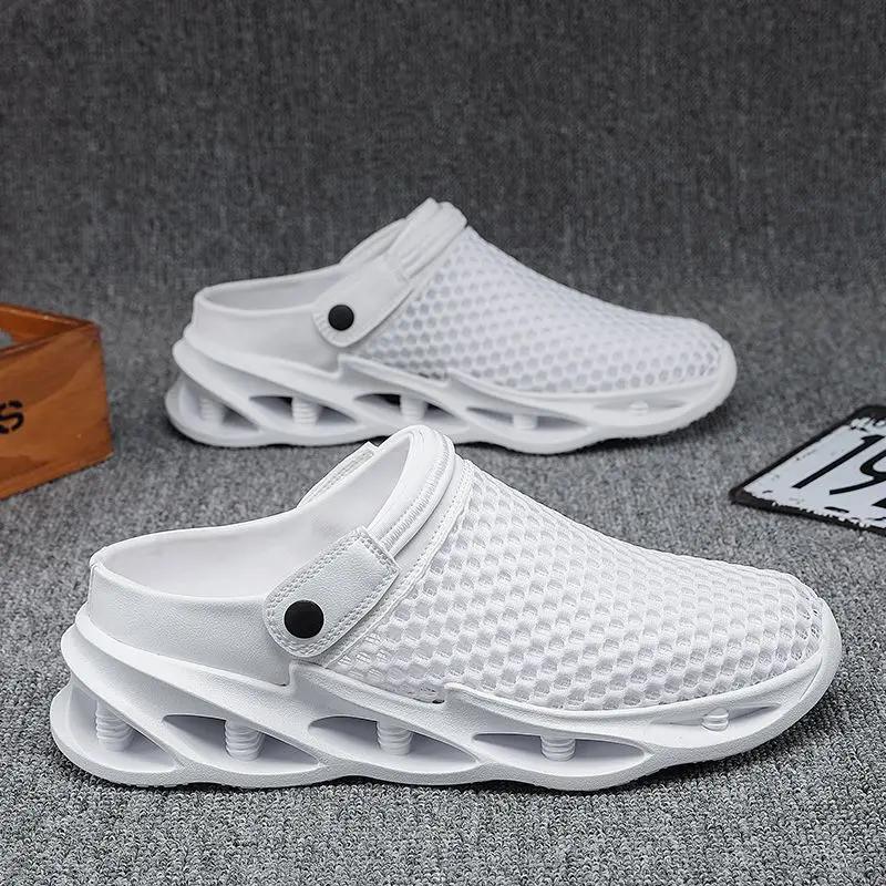 Мужские шлепанцы с отверстиями, полупляжные, мюли, из ЭВА, повседневные, дизайнерские, люксовые, в стиле маскулино, 2025, оригинальные, по низкой цене, мужские тапочки