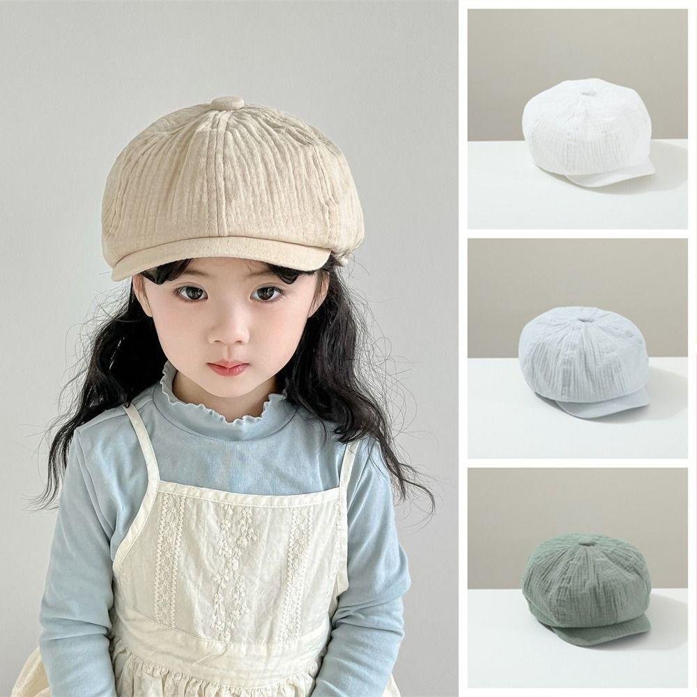 Solid Color Children Forward Hat Visor Baby Beret Retro Kids Newsboy Cap Boy Girl