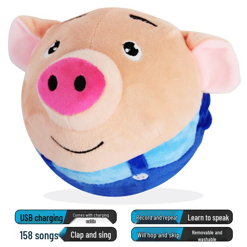 Музыкальный мячик-попрыгунчик из морских водорослей: Говорящая свинья, кролик, собака плюшевая игрушка для детей