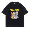 Tom and Jerry Cartoon Print Cotton Short-sleeved T-shirt for Men and Women Summer Trend Tom Jerry Light Luxury Comfortable Top
