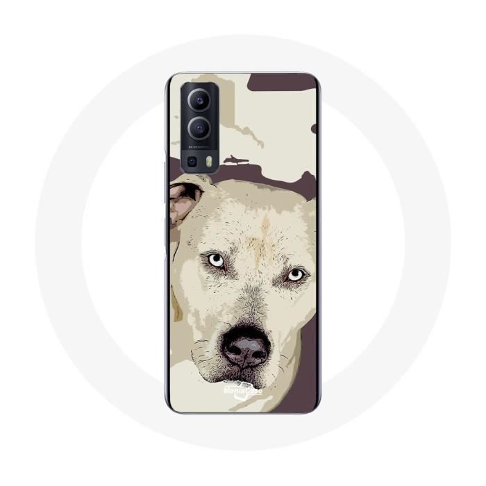 Coque - MANIACASE - Vivo Y72 - Chien de Pitbull - Souple - Blanc