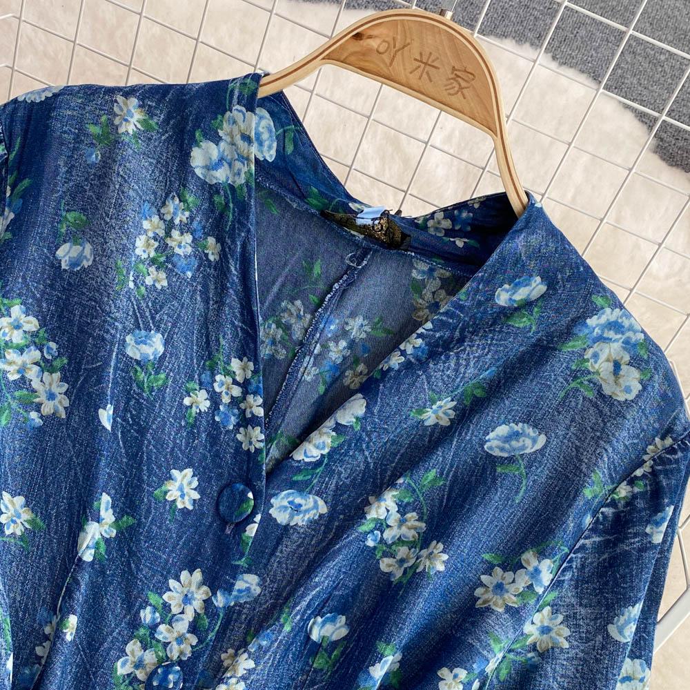 RUGOD Летнее элитное темпераментное платье трапециевидной формы с v-образным вырезом и короткими рукавами и короткими рукавами, тонкое платье трапециевидной формы с принтом, элегантное длинное свободное платье