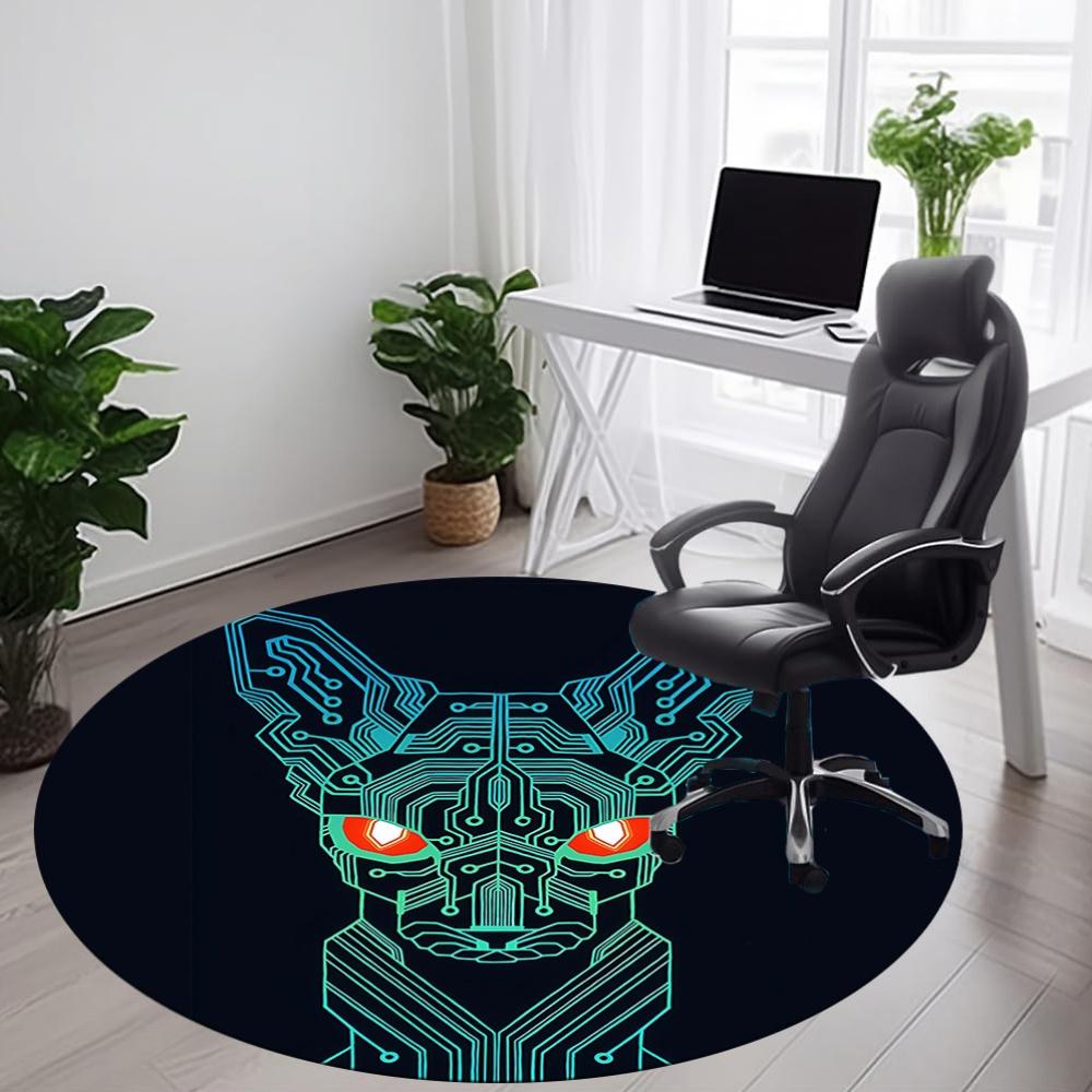 1pc Robot dog Office Round Area Rug, Under Office Chairs Bedroom Living Room Home Decor, Room Deco