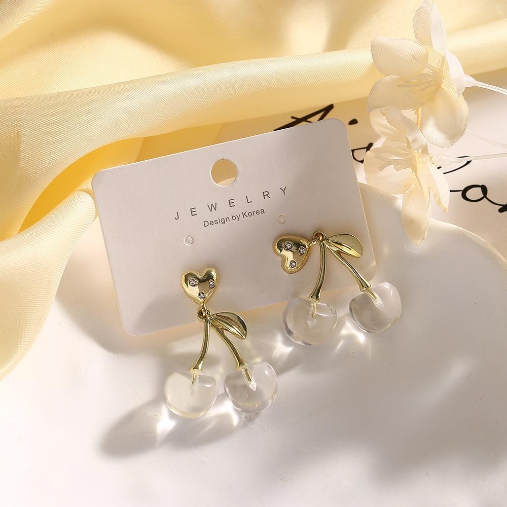 Серьги-гвоздики с вишней, серьги-подвески с жемчугом 2024, висячие серьги, для девочки