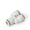 White PV Pneumatic Y-Shaped Air Tube Connector: 4, 6, 8, 10mm Straight-through Quick Plug