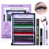 Diy Color False Eyelashes Single Tuft Dense False Eyelashes 8-16Mm With Glue Tool Set