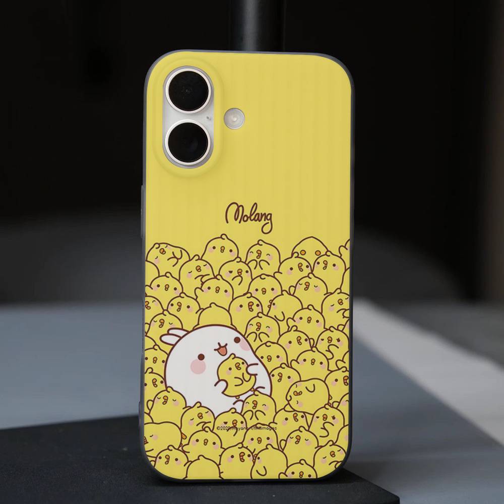 Cartoon Cute M-Molang For IPhone 17 16 15 11 12 13 14 Pro Max Plus Pro Corrugated Translucent Back Phone Cover