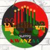 Happy Kwanzaa Wooden Sign - Unique Round Sign for Front Door, Wall Hanging Decor - Ideal Kwanzaa Decoration