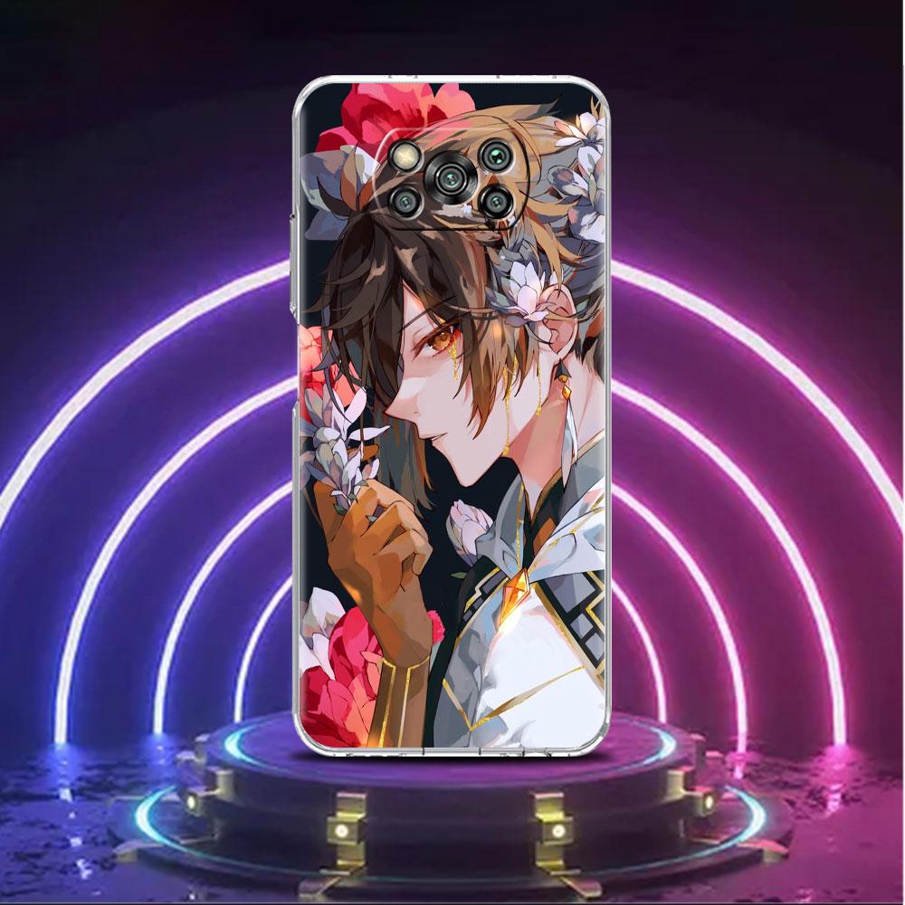Прозрачный мягкий чехол для Xiaomi Mi Poco X3 NFC M3 F3 12 11 Lite 11T 10T X3 Pro Note 10 9T F1, чехол для телефона Genshin Impact Raiden