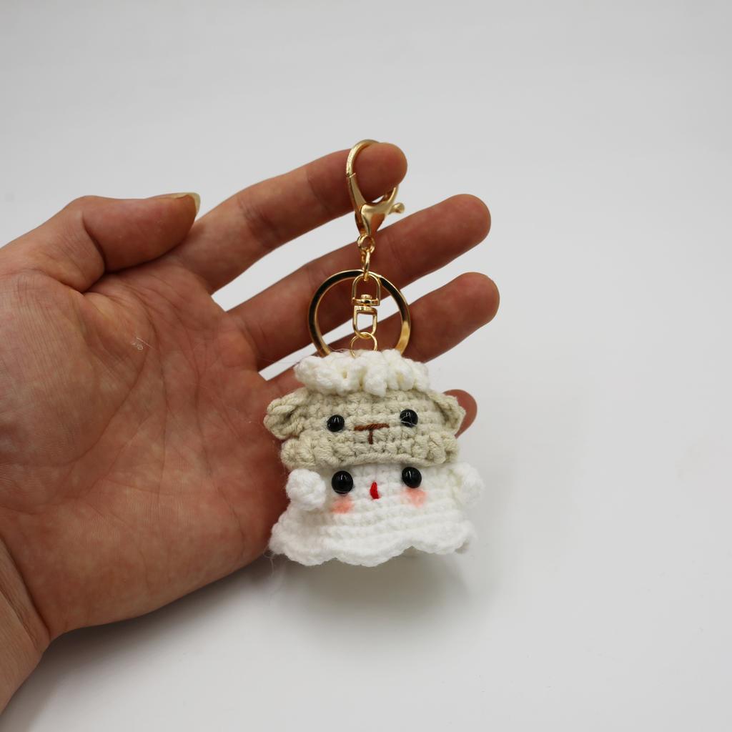Creative Crocheted Little Ghost Hand Woven Pendants Halloween Decoration Handmade Yarn Crochet Bag Key Pendant Gift Home Decor