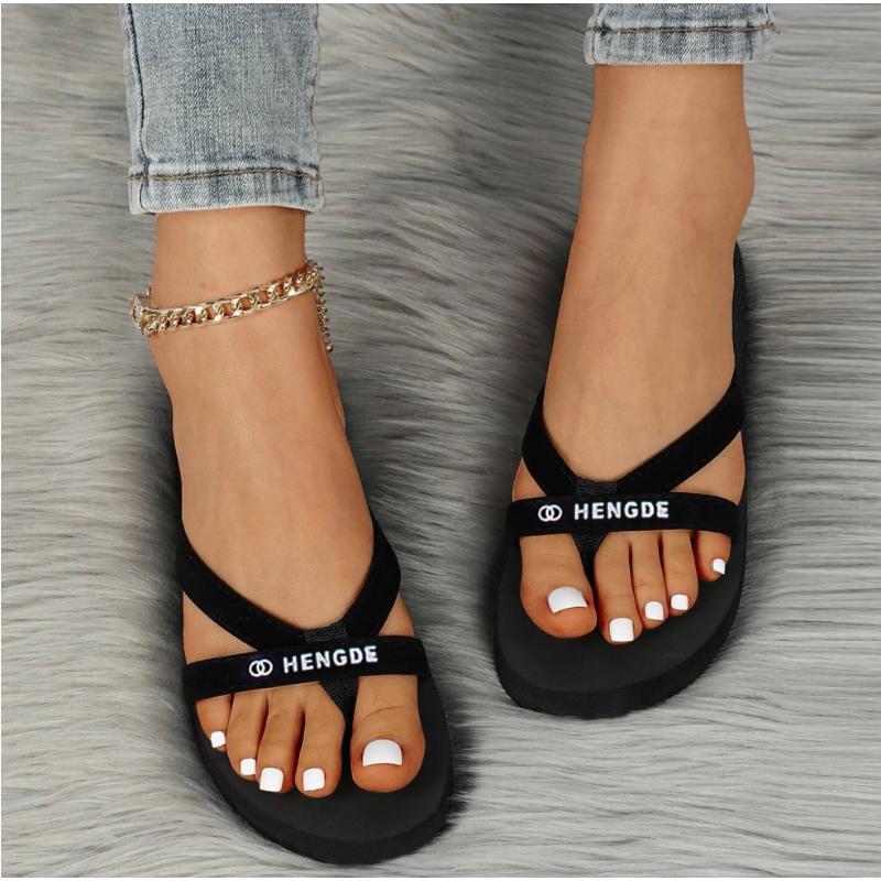 Летняя нескользящая обувь, шлепанцы на танкетке, женские шлепанцы, размер 7, кожаные женские шлепанцы