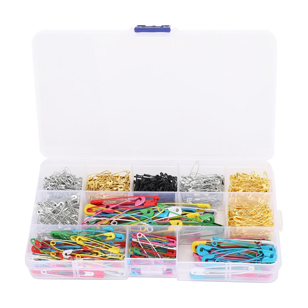 500PCS Multicolor Color Safety Pins 7 Sizes Boxed Set Pins Accessories Safety Pins Sewing