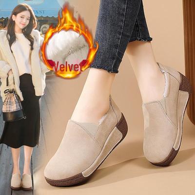 Осенне-зимняя обувь Plus Velvet Warm Slip-On: Толстая подошва, усиленный дизайн для женщин среднего и пожилого возраста