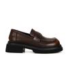 Версия из высококачественной коровьей кожи~ туфли-одинарки ретро полированные на толстой подошве ленивые женские маленькие кожаные туфли