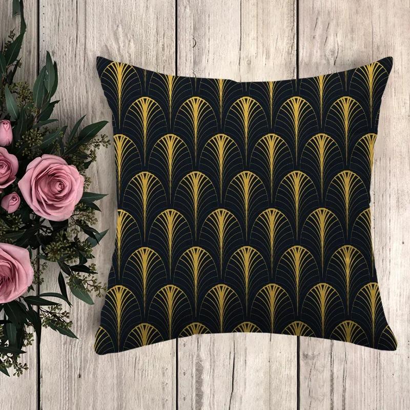Подушка в стиле аниме с черным золотым принтом Декоративные наволочки Наволочка для дивана Подушки Чехол для подушки x Декоративные подушки