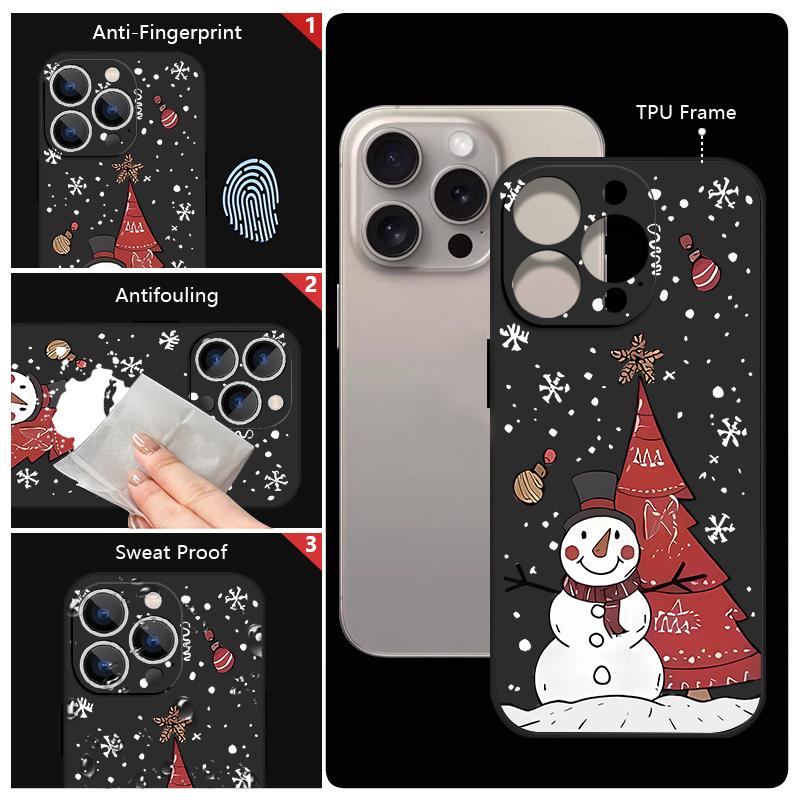 Чехол-шнурок с рисунком рождественского снеговика для iPhone 17 15 16 Pro Max 12 13 14 Pro Max 16e Air 11 Ударопрочный мягкий ремешок Чехол для телефона
