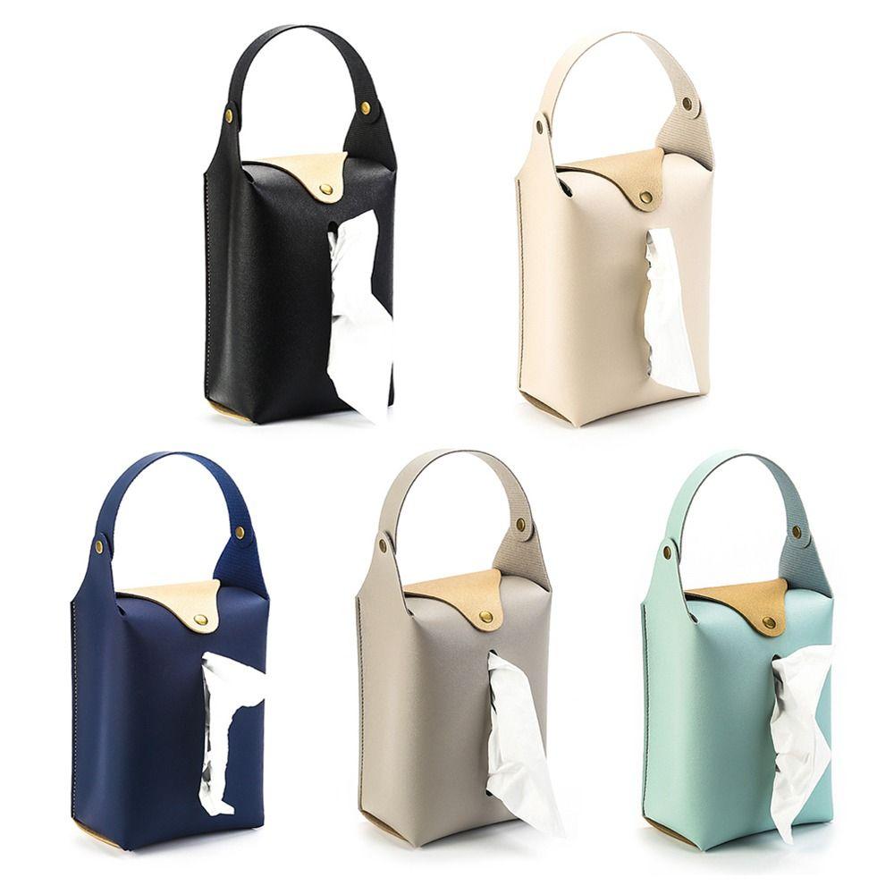 Leather Pu Hanging Paper Holder Toilet Tissue Storage Bag Car Tissue Box Hanging Tissue Cover Bag