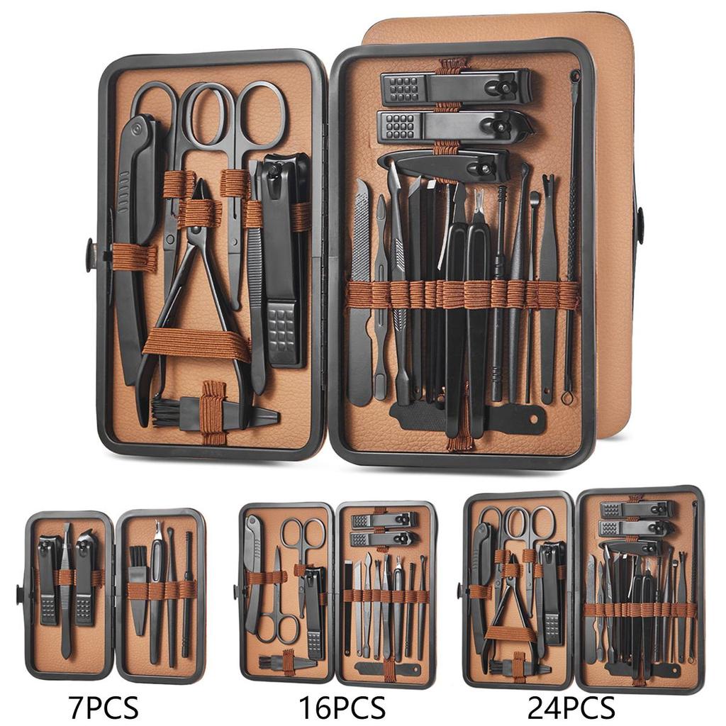 7-24pcs Nail Clipper Tools Set Manicure Pedicure Tool Eyebrow Trimmer Facial Care Hand and Foot Care Tools