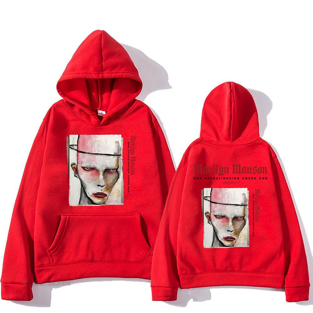 One Assassination Under God Charter 1 Толстовки с капюшоном Marilyn Manson Graphic Printing Толстовки Мужская одежда Зимняя флисовая кофта с капюшоном