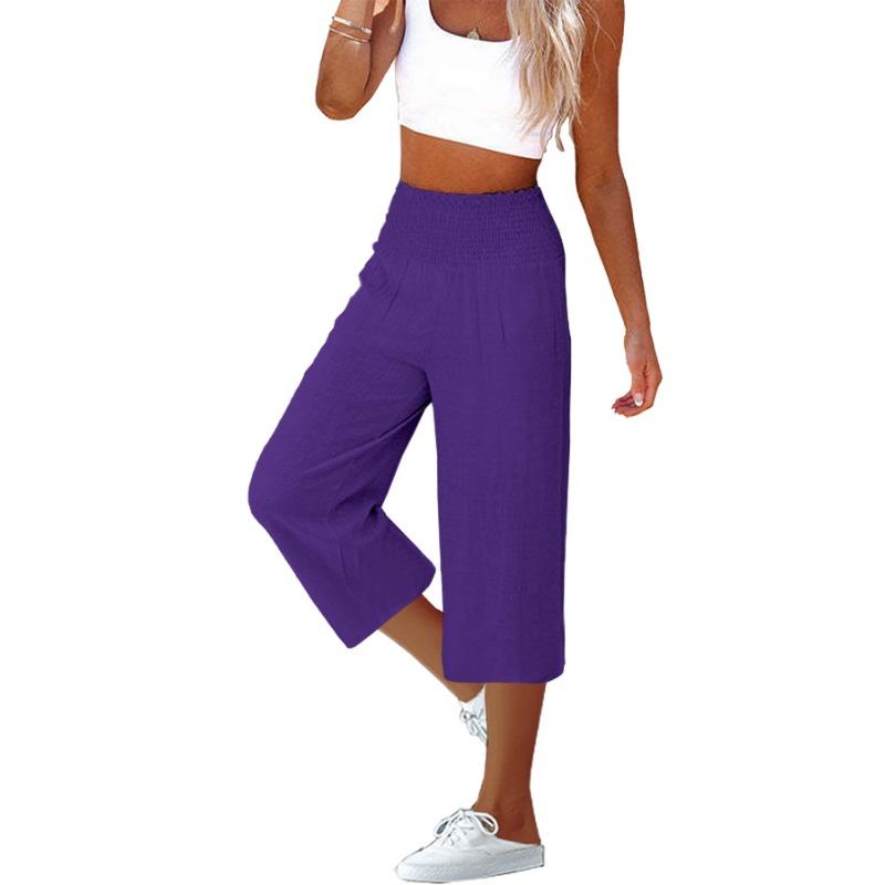 Women's Casual Loose Wide Leg Seven-tenths Pants for Summer Fashion Comfortable Breathable High Waist