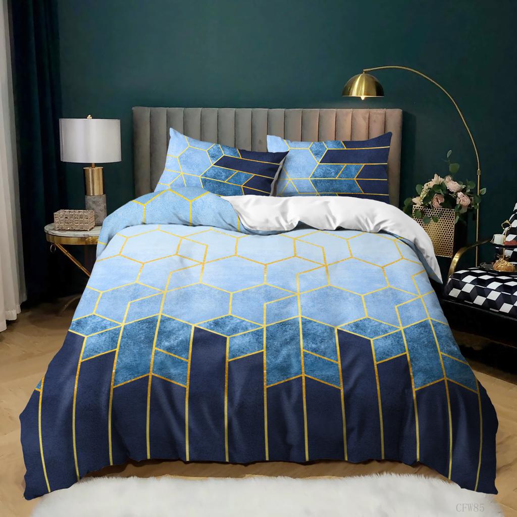 Geometric Shape Simple Wind 3D Quilt Cover Three-Piece Bedding