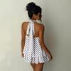 2026 European and American women's elegant new polka dot printing backless suspender mini dress