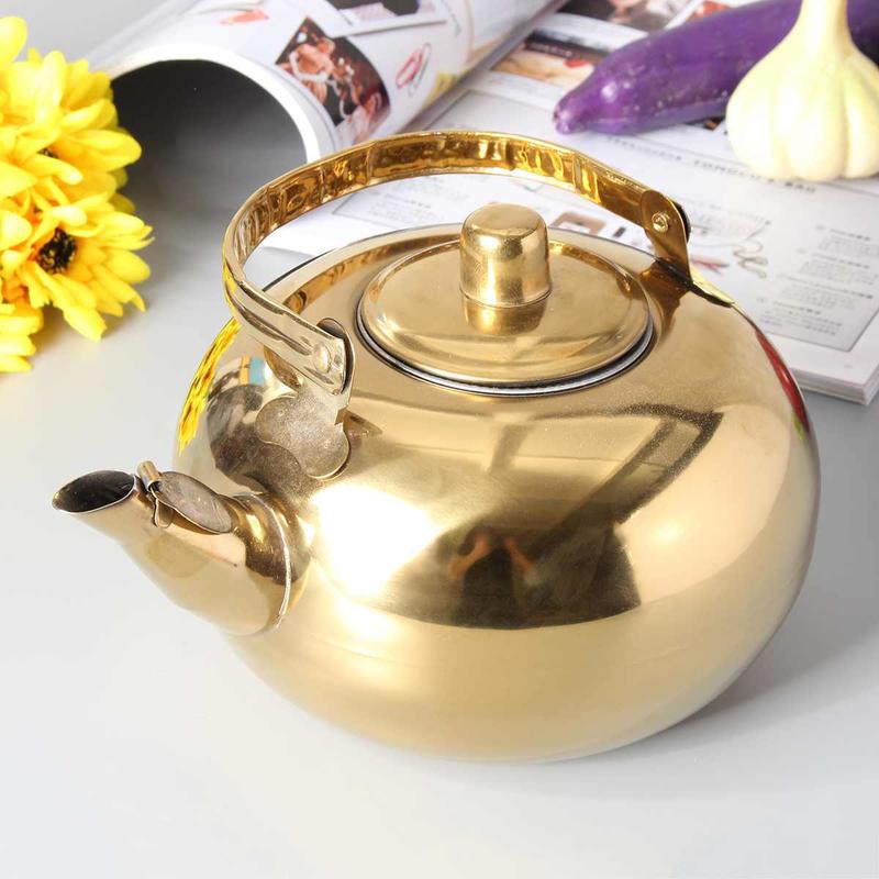 Gold Stainless Steel Kettle with Filter Tea Filter Outdoor Camping Kettle Kitchen Water | kettles
