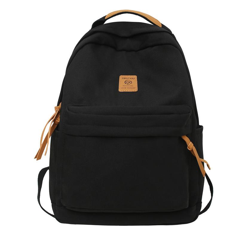 Simple Solid Color Letter Decoration Student Leisure Backpack For Travel And School