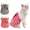 Pet Cat Dog Bow Plaid Clothes Dog Summer Costume