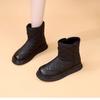 Мягкие кожаные зимние сапоги женские зима 2024 новые на толстой подошве короткие сапоги женские водонепроницаемые и нескользящие утолщенные Северо-восточные теплые хлопковые сапоги