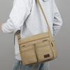 Men's Large Capacity Crossbody Bag Commuter Shoulder Bag Multi-Pocket Canvas Bag