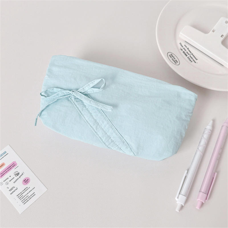 Косметичка из плотного хлопка, стеганая с бантом, коробка для ручек из перцовой одежды