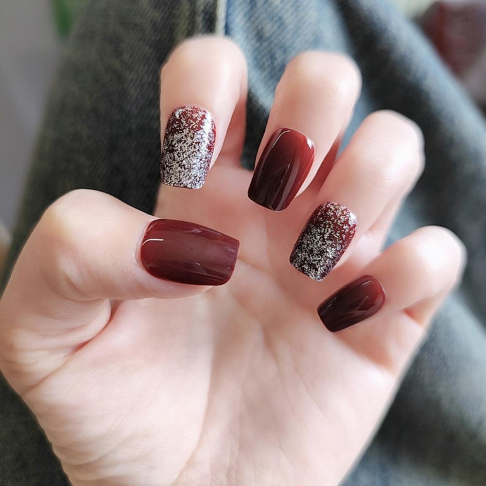 Клей Накладные ногти Градиенты Наконечники для ногтей Водонепроницаемые Французские Накладные ногти для Женщин и Девушек