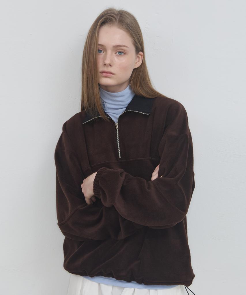 ANOETIC Anc Soft Half Zip-Up Fleece_Brown